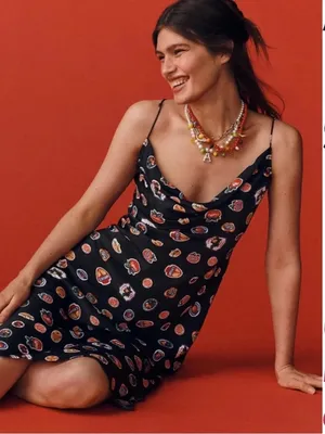 NWT Anthropologie Maeve Slip Cowl Neck Midi Dress Size Medium thumbnail 2