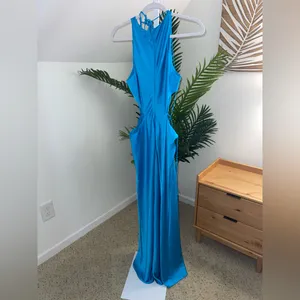 ALEXIS Lune Gown Womens Large L‎ Blue Sleeveless Cutout A-Line Maxi Satin thumbnail 6