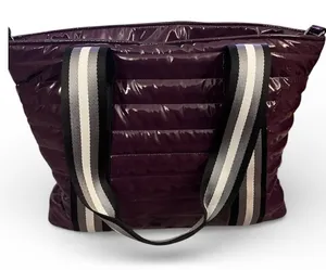 THINK ROYLN RARE NWOT $188 Purple Patent Wingman Puffer Large Tote Bag‎ thumbnail 1