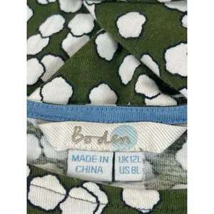 Boden Green White Floral Dress 8L Short Sleeve Fit & Flare Pockets Modal thumbnail 8