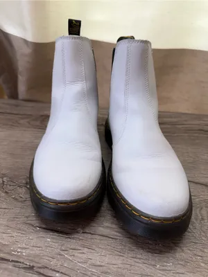 Dr. Martens 2976 Chelsea White Smooth Leather‎ Pull-On Ankle Boots size 7 thumbnail 7