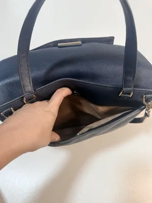 Michael Kors Blue Saffiano leather crossbody satchel travel organizer purse bag thumbnail 11