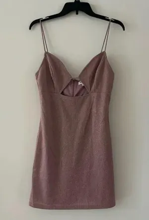 Superdown Revolve Grabriella Cut Out Pink Sparkle Mini Dress Size M thumbnail 2
