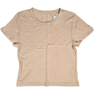 Aerie Womens Waffle Knit Crop Top Tee Peach Oversized M‎ NWT thumbnail 1
