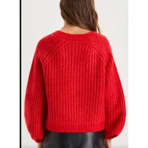 Lulus Red V Neck Rhinestone Cardigan Sweater XS thumbnail 5