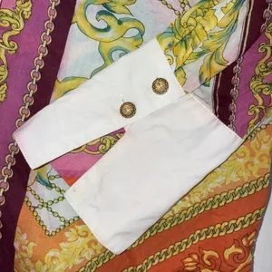 VIPAVADEE STUNNING Luxury Designer PRINT BUTTON FRONT‎ SHIRT 3/4 SLEEVES SZ S thumbnail 7
