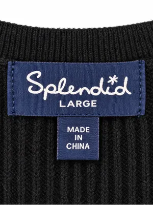 Splendid Black Ribbed Scoop Neck Long Sleeve Top Size Large thumbnail 2