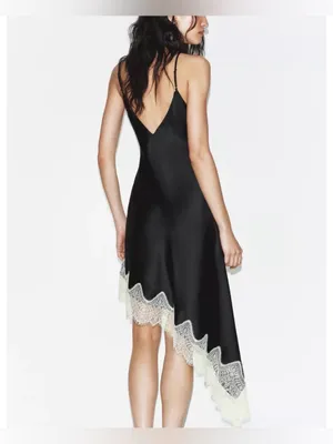 Zara satin lace asymmetrical dress thumbnail 3