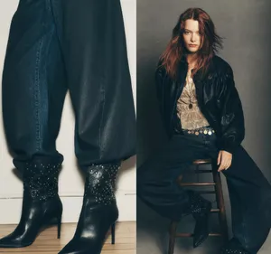 NWT $158 Anthropologie x Pilcro Dark Blue High-Rise Balloon Jeans 23 TALL thumbnail 2
