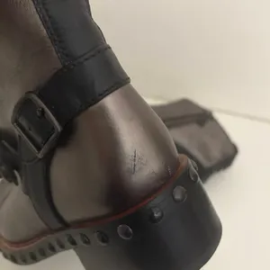 COACH Moto Bootie Gunmetal Black Leather Studded Ankle Boots Women's Size 8 thumbnail 6