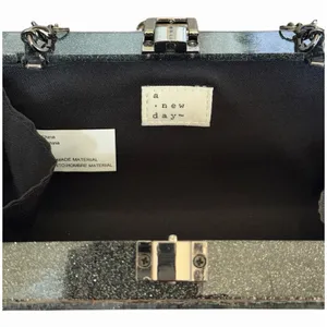 A New Day Black Pearl White Confetti Acrylic Box Clutch Chain Bag thumbnail 11