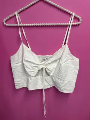 Abercrombie White Tie-Front Cropped Cami Top thumbnail 1