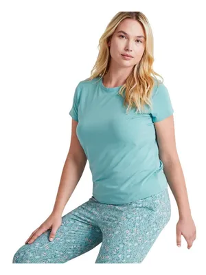 NWT State of Day Womens Cotton Blend Short-Sleeve Sleep Tee Canton Blue Green XL thumbnail 1