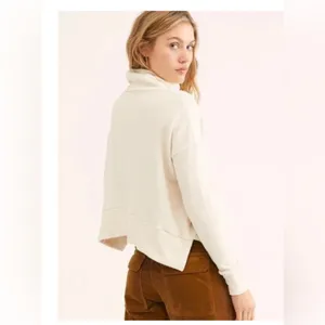FREE PEOPLE ivory textured sweater turtleneck L thumbnail 2