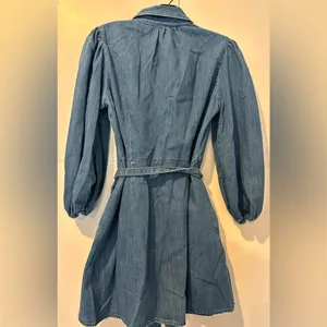 ZARA *NWT* Blue Denim Button-Up Dress thumbnail 5