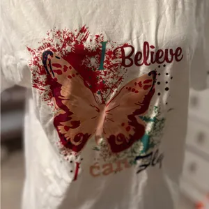 Gildan White‎ Tee with Butterfly Design thumbnail 3
