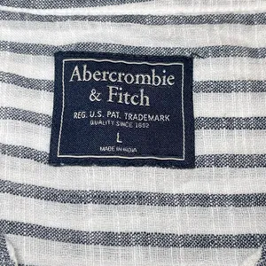 Abercrombie & Fitch White & Black Striped Lace Up Boho Top Size Large Cotton thumbnail 6