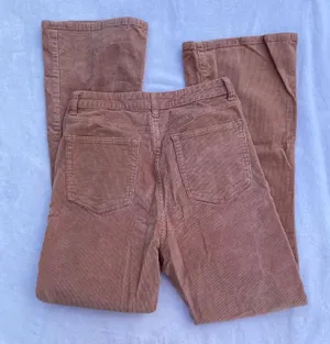 pink high waisted corduroy flare pants thumbnail 4