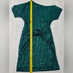 Women's Party Dress Sequined Pleated Short Sleeve Asymmetric Shoulder thumbnail 7