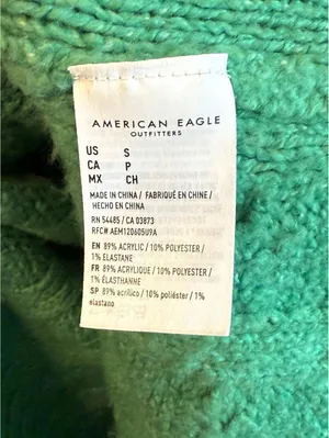 American Eagle Green Cable Knit Hooded Sweater, size Small thumbnail 5