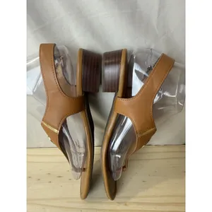 Tommy Hilfiger Women Thong Sandals Brown Ankle Strap Gold Buckle Open Size 8 M thumbnail 4