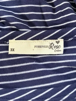 NWOT Plus Size Navy Blue Striped Maxi Dress Detachable Necklace 3X thumbnail 3
