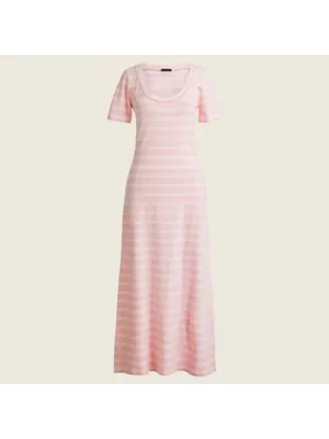 J. Crew Pink‎ Striped Short-Sleeve Midi Dress small thumbnail 2
