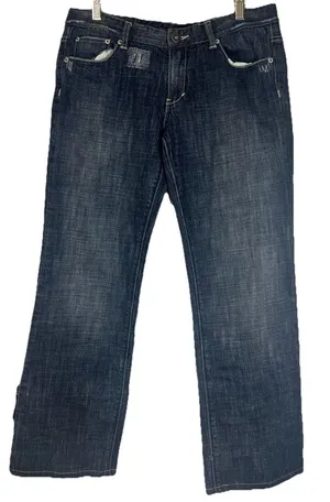Armani Exchange Jeans Blue Straight Grunge Classic Denim‎ Logo Distressed 10 Reg thumbnail 1
