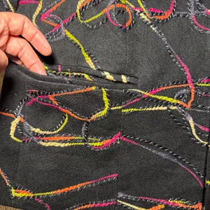 VTG 90s 3‎ Sisters Abstract Open Blazer 3D Stitching Embroidered Womens L USA thumbnail 3