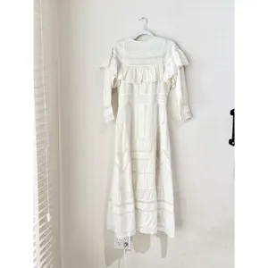 LoveShackFancy Kylen Victorian Lace Trim Maxi Dress White Women's Size US 0 thumbnail 4