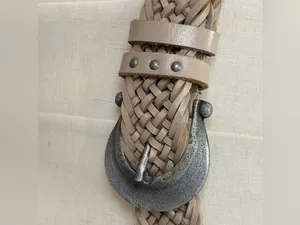 Free People We The Free Brix Belt Medium Large Oyster Braided Leather Western thumbnail 8
