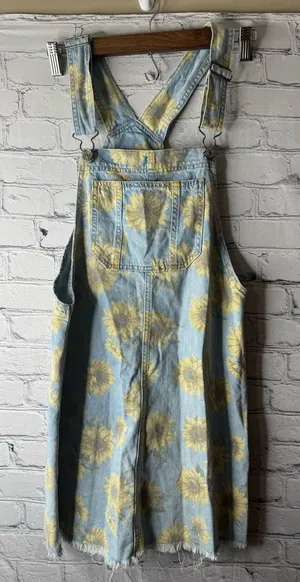 American eagle Sunflower Denim Overall Dress - Light Blue & Yellow small thumbnail 1