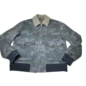 Paisley & Gray‎ Camo Bomber Jacket Blue Grey Faux Shearling Collar Slim Fit XL thumbnail 5