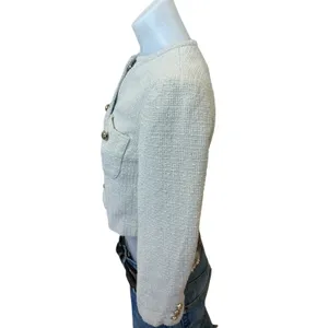 CeCe Butter Yellow Tweed Blazer SIZE 0 Lady Jacket Boucle Career Designer $149 thumbnail 9