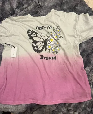 White to Pink Ombre Butterfly 'Dare to Dream' Tee thumbnail 1