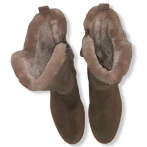 New Sam Edelman Jailyn Taupe Suede Leather Mid Calf Boots Size 6 Chic Preppy thumbnail 2