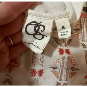 One September Anthropologie White‎ Embroidered Sleeveless Shift Dress Small thumbnail 4