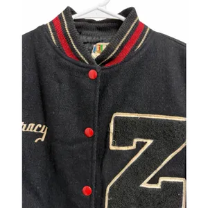 Vintage 80's Trophy Varsity Jacket‎ Black/Red Women's Size Medium Black thumbnail 3