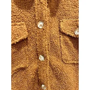 Wishlist Rust Brown Teddy Sherpa‎ Shacket Button Front Fleece Jacket Womens S/M thumbnail 3