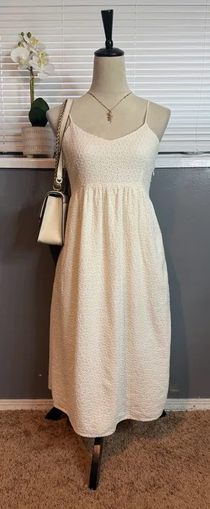 The Prairie by Rachel Ashwell White Eyelet Cotton Midi Dress Size 6 Cottagecore thumbnail 1