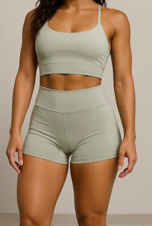 Gray High-Waisted Scrunch Workout Shorts Sculpting Gym Athleisure Size M thumbnail 1