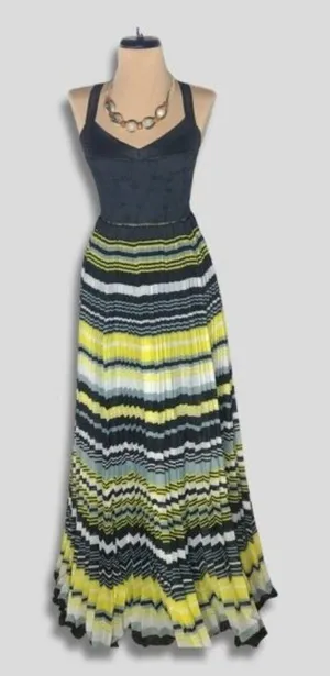 Free People Maxi Dress Striped Pleated boho fairy festival whimsigoth hippie M thumbnail 1