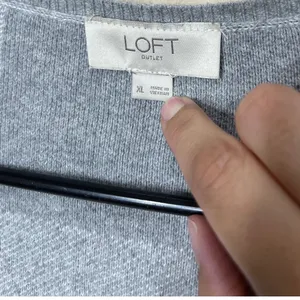 LOFT Outlet XL Gray‎ & White Checkered Long Sleeve Open Front Cardigan thumbnail 5