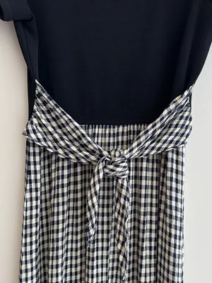 Panáche Vintage Gingham Print Belted Midi Dress, Black/Cream, Size 8 thumbnail 15
