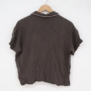 Uniqlo Womens Pajama Top Short Sleeve Button Down Rayon Grey Brown M thumbnail 5