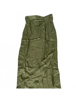 Topshop Ruched Front Vent Satin Maxi Skirt Sarong Skirt NWT Green Size 2 thumbnail 4