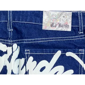 Ed Hardy Denim Mini Skirt Y2K Panther Rose Tattoo Blue Size Large Full Zip Retro thumbnail 8