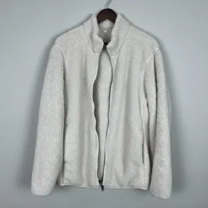 Uniqlo Fleece Sherpa Jacket Womens Medium Cream High Neck Full Zip‎ Front Cozy M thumbnail 9