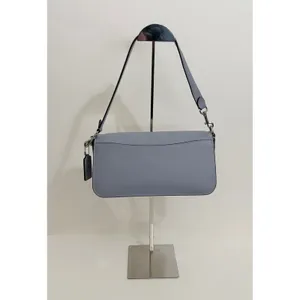 COACH Morgan CL461 Grey Mist Pebble Leather Shoulder Bag Silver Hardware thumbnail 4