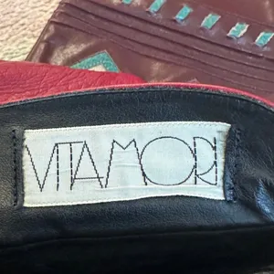 Vintage 80s Vita Mori Burgundy Geometric Western Revival Art‎ Deco Leather Boots thumbnail 12